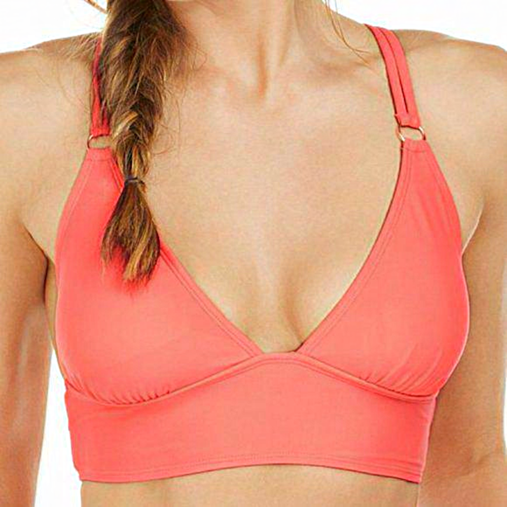 Hula Honey Solid Midkini Bikini Top Maraschino S